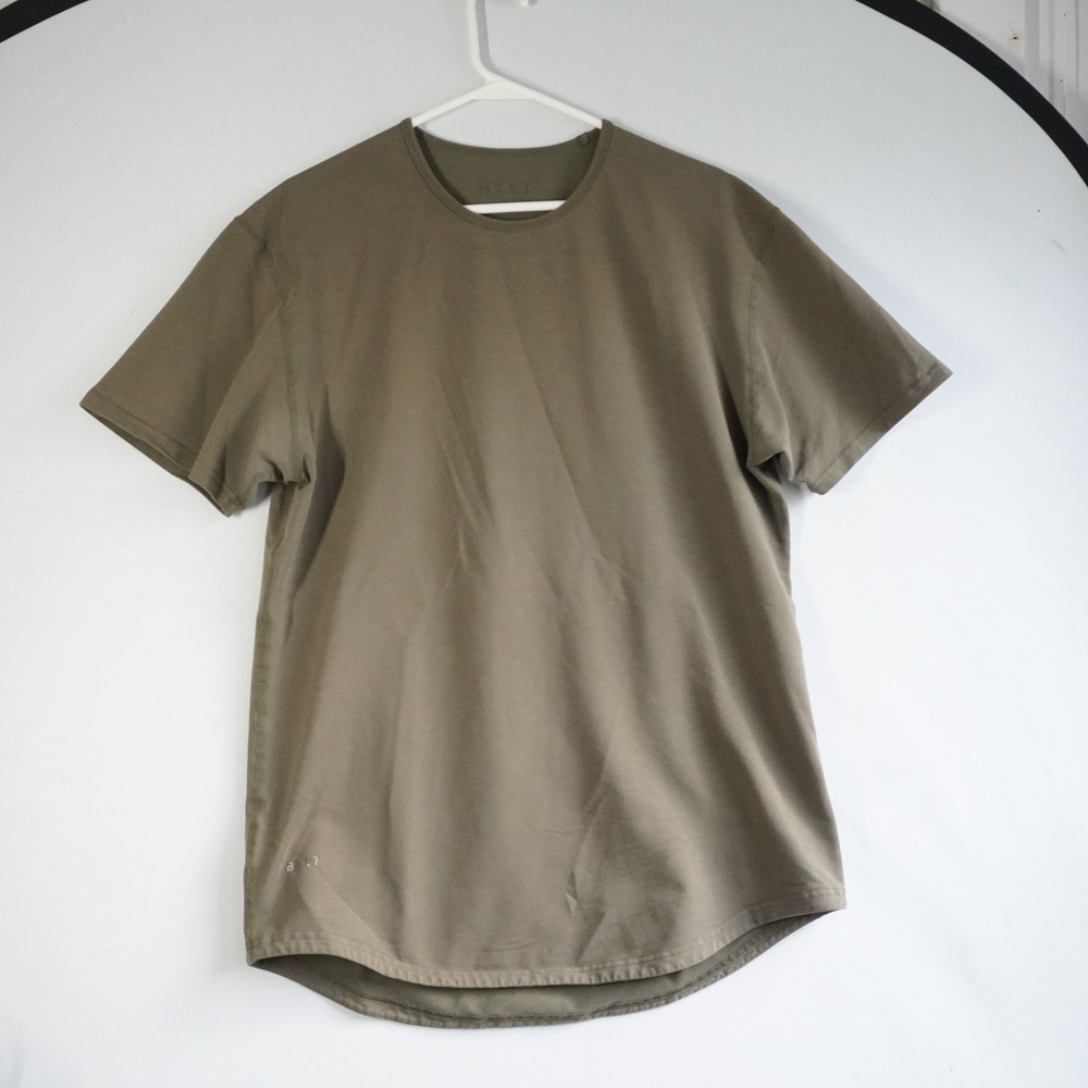 BYLT Premium Basics Mens Drop‎ Cut T-Shirt Olive Green Short Sleeve Crew Neck L
